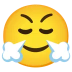 slightly smiling face + face with steam from nose