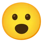 slightly smiling face + face with open mouth