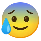 slightly smiling face + anxious face with sweat