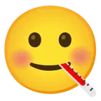slightly smiling face + face with thermometer