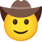 slightly smiling face + cowboy hat face