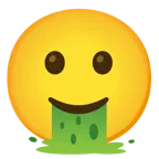 slightly smiling face + face vomiting