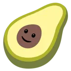 slightly smiling face + avocado