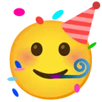slightly smiling face + partying face
