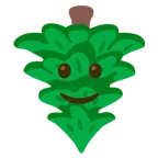 upside-down face + evergreen tree