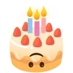 upside-down face + birthday cake