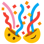 upside-down face + confetti ball