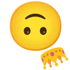 upside-down face + crown