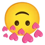 upside-down face + heart with arrow