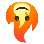 upside-down face + fire