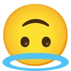 upside-down face + smiling face with halo