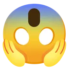 upside-down face + face screaming in fear