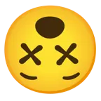 upside-down face + face with crossed-out eyes