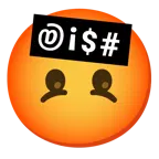 upside-down face + face with symbols on mouth