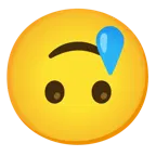 upside-down face + smiling face with tear