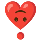 upside-down face + heart exclamation