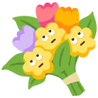 faccina con occhi al cielo + mazzo di fiori