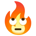 faccina con occhi al cielo + fuoco