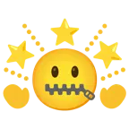faccina con bocca con cerniera + stella che brilla