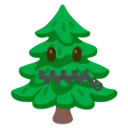faccina con bocca con cerniera + albero sempreverde