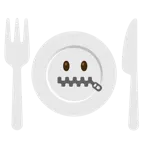 faccina con bocca con cerniera + piatto e posate