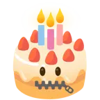 faccina con bocca con cerniera + torta di compleanno