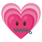 faccina con bocca con cerniera + cuore che batte