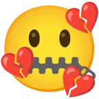 faccina con bocca con cerniera + cuore infranto