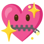 faccina con bocca con cerniera + cuore che luccica