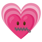 faccina con bocca con cerniera + cuore che cresce