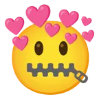 faccina con bocca con cerniera + cuore con freccia