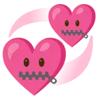 faccina con bocca con cerniera + cuori che girano