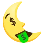 faccina avida di denaro + faccina ultimo quarto di luna