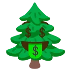 faccina avida di denaro + albero sempreverde