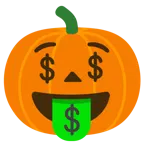 faccina avida di denaro + zucca di Halloween