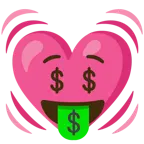 faccina avida di denaro + cuore che batte