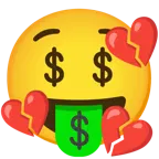 faccina avida di denaro + cuore infranto