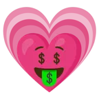 faccina avida di denaro + cuore che cresce