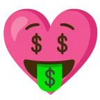 faccina avida di denaro + cuore con fiocco