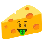 faccina avida di denaro + fetta di formaggio