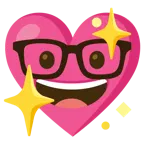 faccina nerd + cuore che luccica