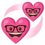 faccina nerd + cuori che girano