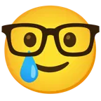 faccina nerd + faccina sorridente con lacrima