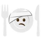 faccina con la testa bendata + piatto e posate