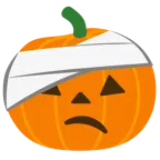 faccina con la testa bendata + zucca di Halloween