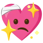 faccina con la testa bendata + cuore che luccica