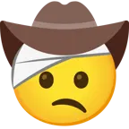 faccina con la testa bendata + faccina con cappello da cowboy