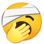 faccina con la testa bendata + faccina che sbadiglia