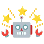 faccina di robot + stella che brilla