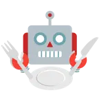 faccina di robot + piatto e posate